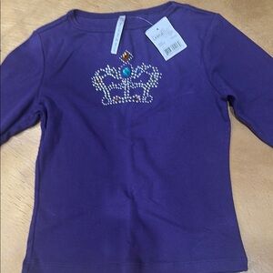 Elegant Purple Kids Long Sleeve Tee with Crown Design